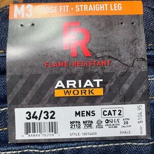 Ariat Men's Flame-Resistant Straight Leg Jeans - Dark Blue